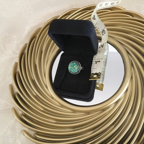 GREEN DRUZY ROUND STERLING SILVER RING/ SIZE 7 - Picture 8 of 8